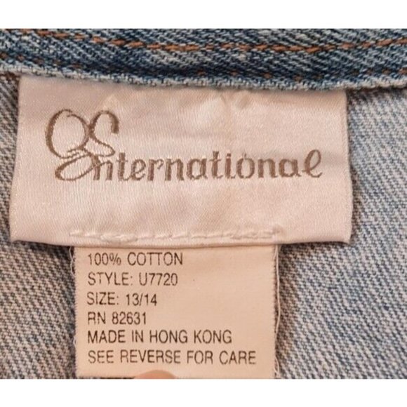 International Women Junior Size 13/14 Short Romper Button Up Blue Denim   190P - Picture 3 of 4